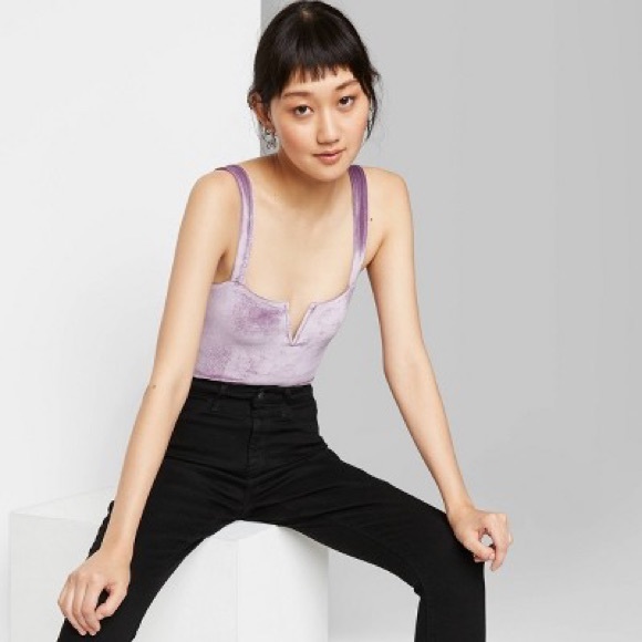 wild fable Tops - NWOT wild fable Notch Front Velvet Bodysuit